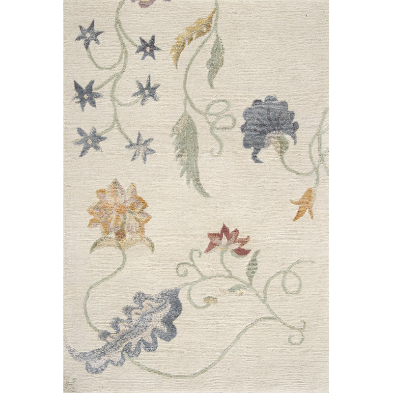 Floral Area Rug in Cream, Rectangle 12' x 18'