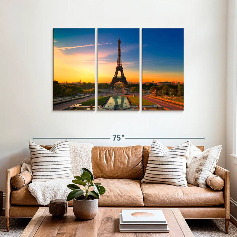 Camion tour Eiffel au lever du soleil, H 36 po x l 57 po