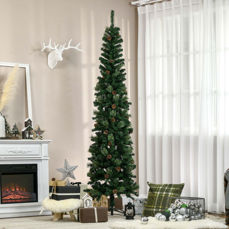 Arbre de Noël artificiel 7,5 pi avec base en métal