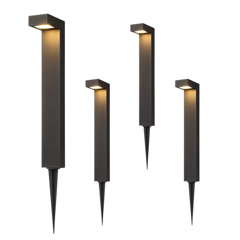 Modern Black Aluminum LED Pathway Lights Set