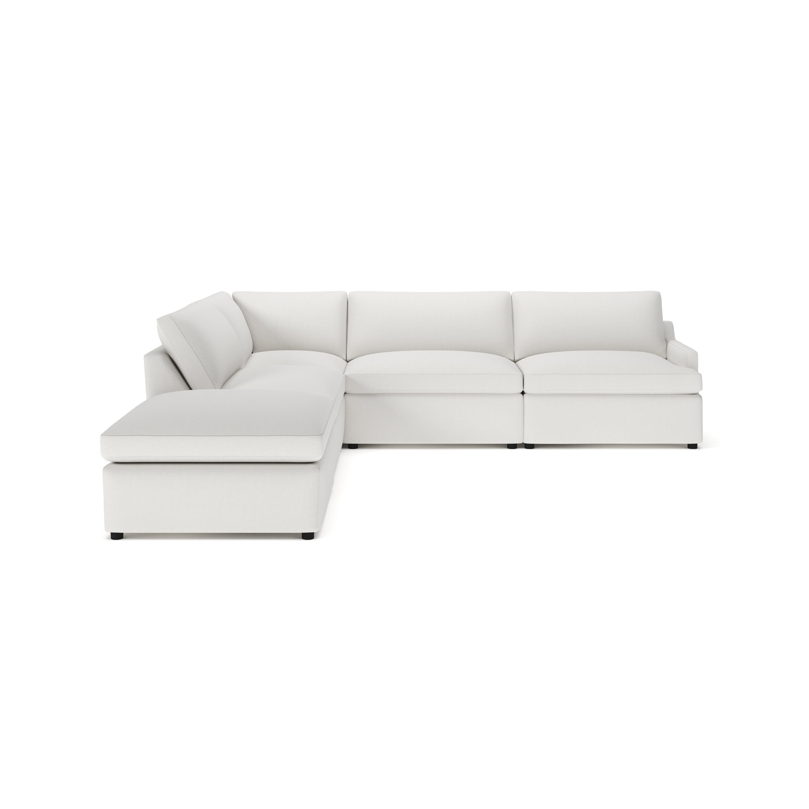Essex 5-Piece Upholstered Modular Sectional, Left Hand Facing, Macarena Beige Basketweave Fabric