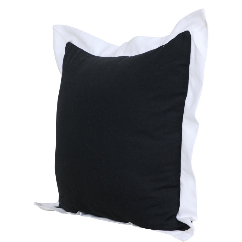 Coussin à fermeture à glissière géométrique 100% coton 20 po x 20 po, Noir / blanc