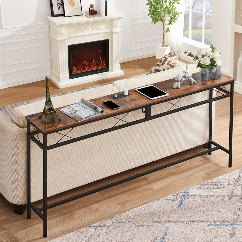 Console Ramsdell avec prises intégrées, Brun, H 31,5 po x l 55,1 po x P 11,8 po