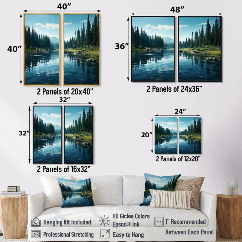 «Green River Waters Reflection II - Large Lake», impressions sur toile, Wrapped Canvas, Does Not Apply, 36" H x 48" W
