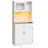 67" LED Kitchen Pantry with Multiple Color Dimmable, 1 Drawer & Large Storage & Countertop