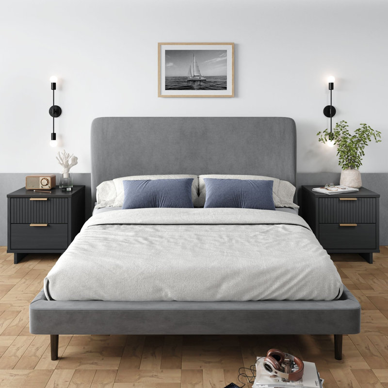 Laureli 18.11'' W Solid Wood Nightstand, Dark Gray, Set of 2