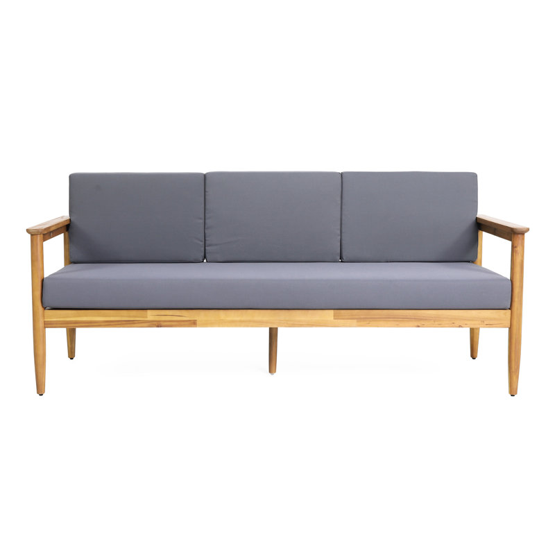 Bois 3 places avec matériaux de déversement et lattes décoratives - fluide de fabrication gris foncé - coussins