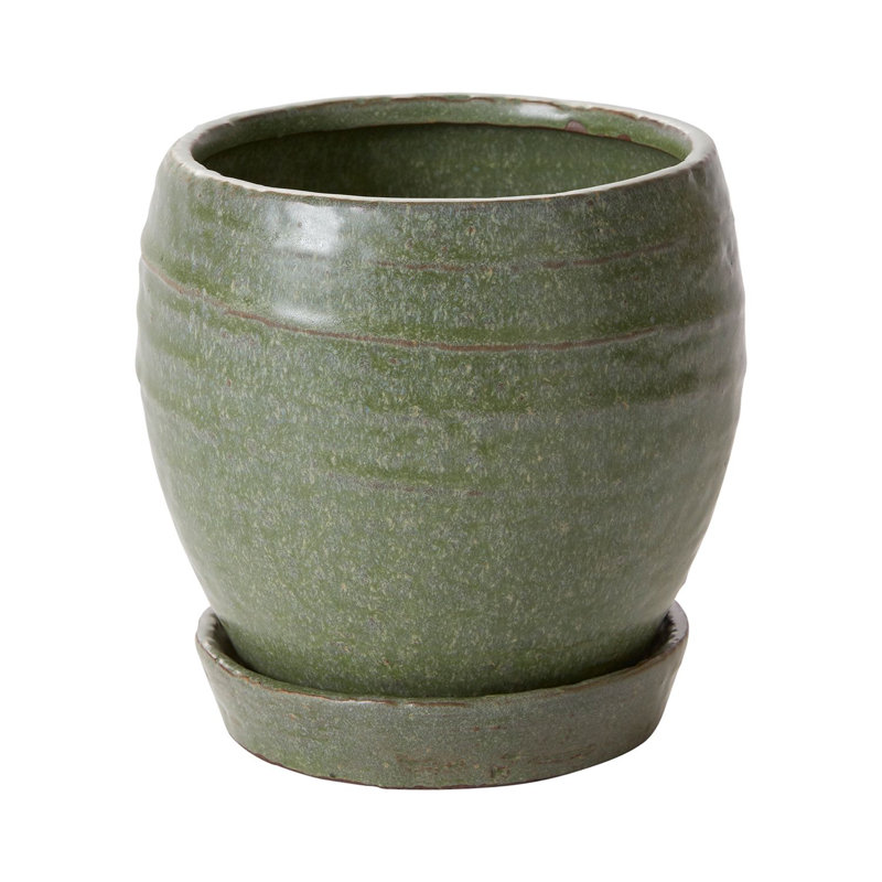 Pot à fleurs en céramique Helmuts Bradford, Vert, H 5,5 po x l 5,25 po x P 5 po