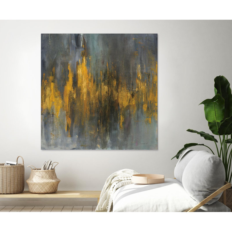 «Black and Gold Abstract» par Danhui Nai, H 84 po x l 84 po