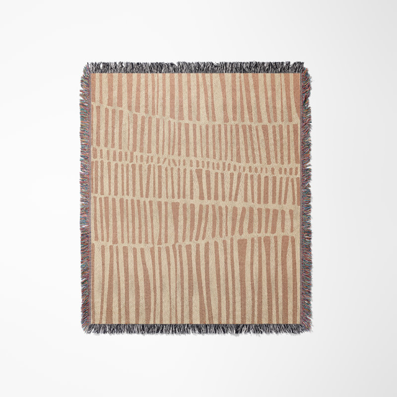 Jeté en coton Afia Tribal, Simple, Beige