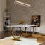 Ensemble de table de salle à manger de luxe 7 pièces blanc et or avec 6 chaises de salle à manger en cuir blanc-819436152-819436158-819436101