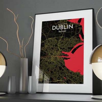 Dublin City Map In Contrast - No Frame Print