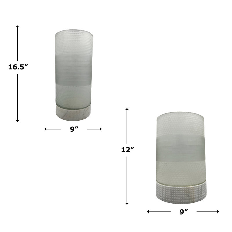 Nestore Handmade Glass Table Vase (PAIR) – Elegant Alabaster Cylinder Vase Set