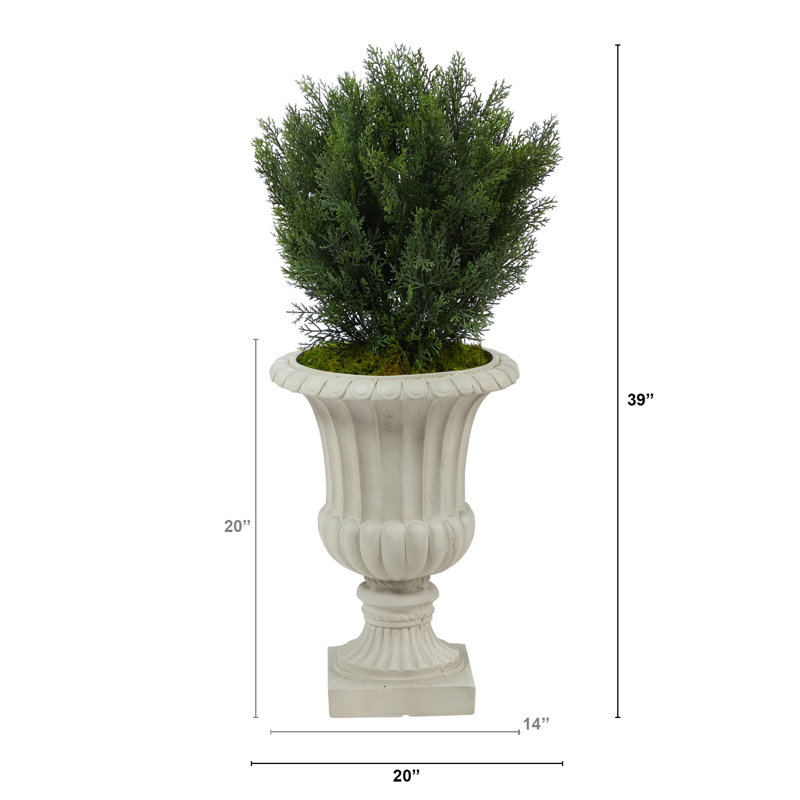 39'' Faux Cedar Plant in Stone Urn
