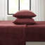 Ensemble de draps 4 pièces 100% bourgogne - ultra doux et réconfortant, brossé des deux côtés pour une douceur de velours, comprend 2 taies d'oreiller plates et ajustées