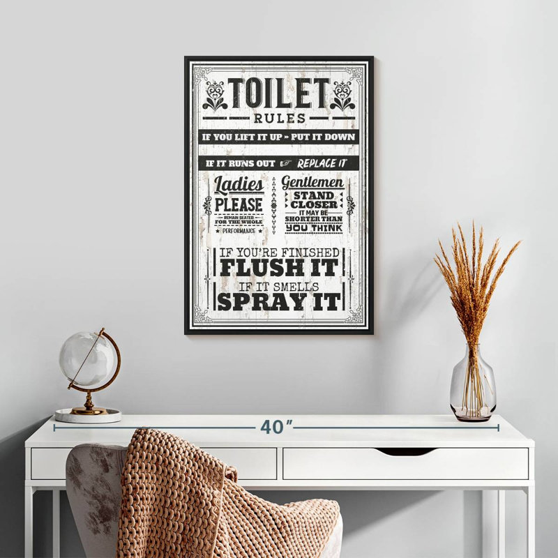 Règles de salle de bain appropriées, Cadre flottant noir, 17 po x 25 po