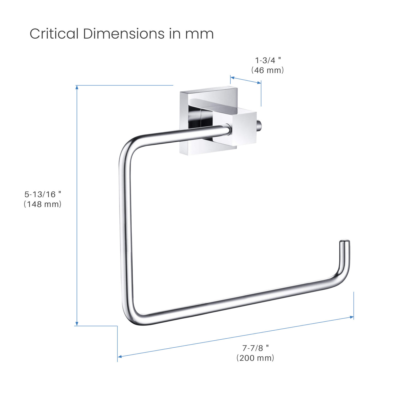 Cube Bathroom Towel Ring, Chrome