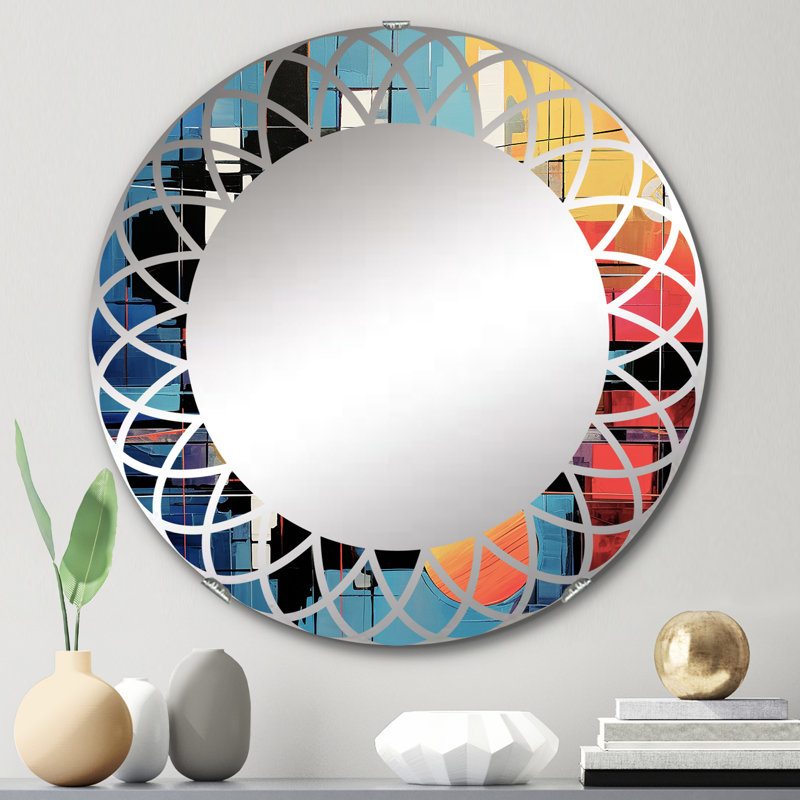 Dalleon - Miroir mural Mid-Century rond, 24 po x 24 po