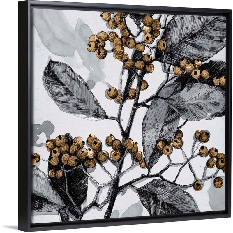 Reproduction d’art sur toile, "Holly Shadow I" par Emma Caroline, H 14 po x l 14 po x P 1,75 po, Cadre noir