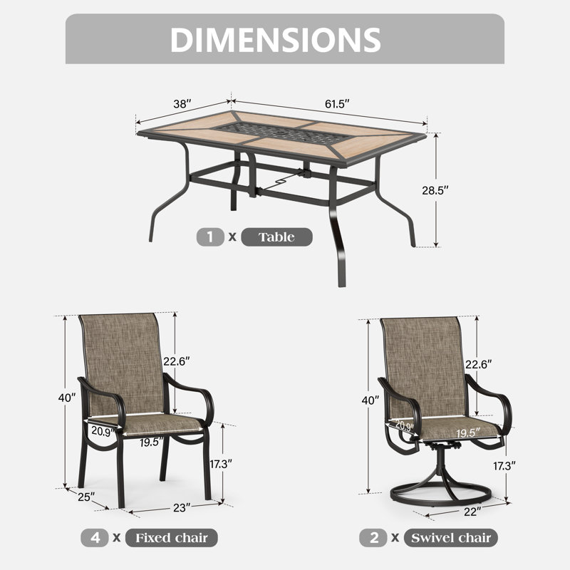 Ensemble de table d'extérieur pour 6 personnes, Non