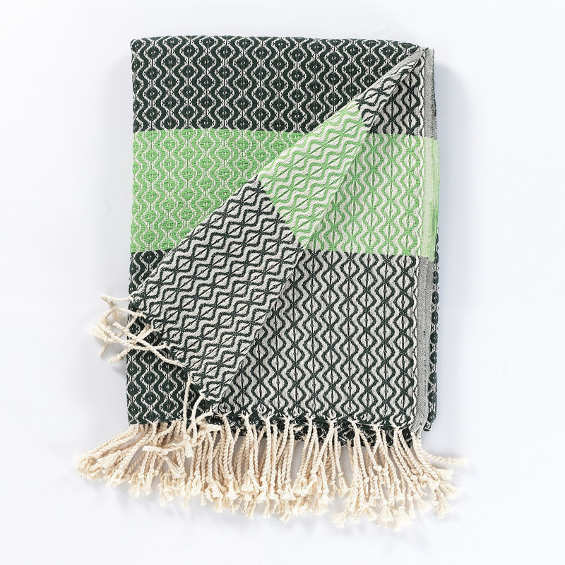 Hand Woven Throw Blanket, Green