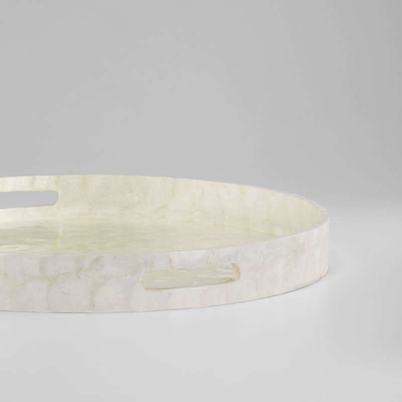 Triton Shell / Capiz Decorative Tray, 2.5" H x 24" W x 24" D, Pearl