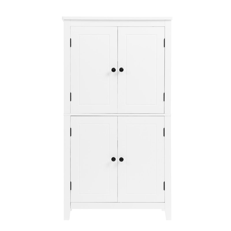 4 Door White Bathroom Storage - Adjustable Shelves, , Tipping Equipment Unit With Doors Build, White