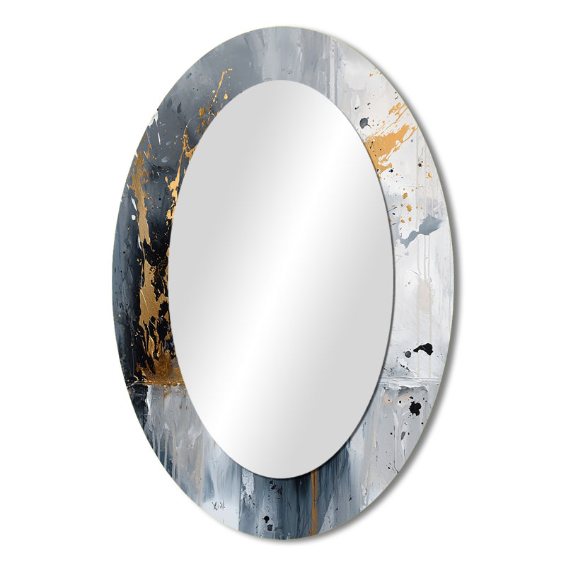 Gold Cheetahs Quick Call Accented With Grey III - Gold Oval Wall Mirror Decor, 36" x 24"