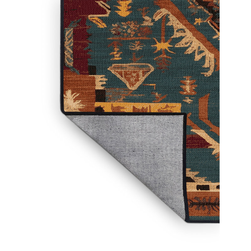 Washable Festival Tribal and Bohemian Patterns Music Area Rug, Round 6'