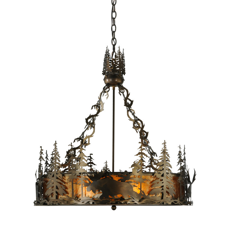 Moose At Dusk 4 - Light Chandelier, 36" - 65" H x 31" W x 31" D