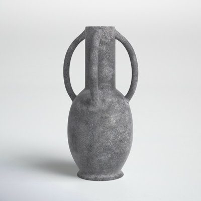Ceramic Textured Decorative Vase with 4 Handles