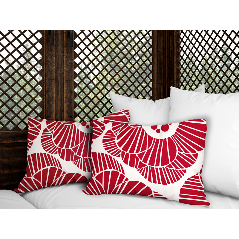 Abstract Outdoor Reversible Throw Pillow, Red