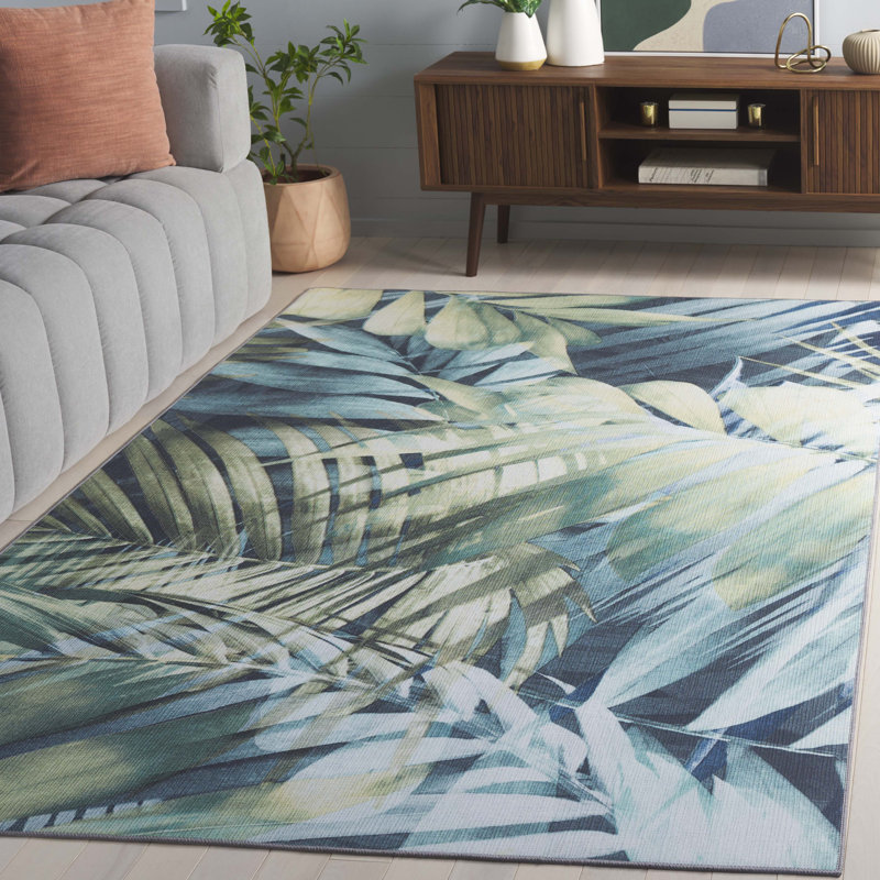 Tapis floral lavable à la machine Berdyne, Rectangle de 5 pi x 8 pi