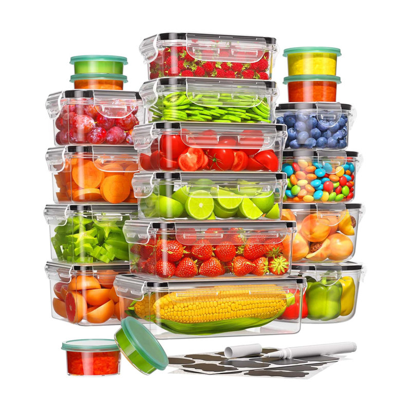Ensemble de préparation pour repas 20 contenants + 20 couvercles (40 pièces) - Étanche et sans BPA