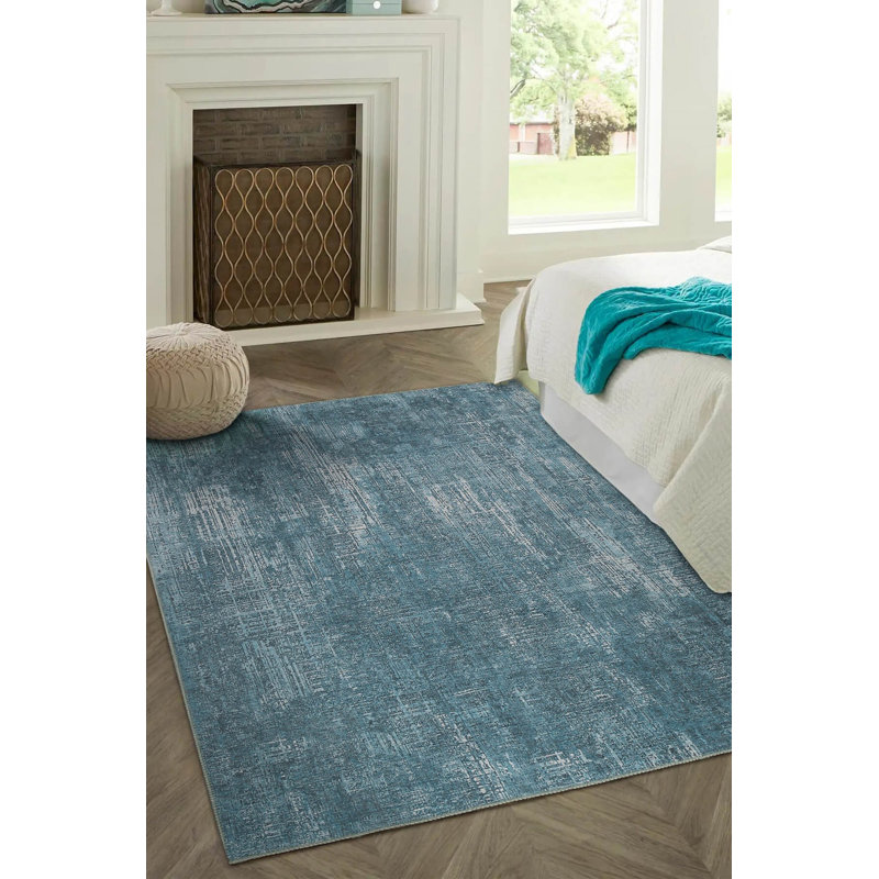 Premium Blue Area Rug, 2.5 x 5.0 Feet | 100% Polyester, 1850 g/m² | Soft 0.16 in Pile Height, Recycled Poly Cotton Underside | Ideal for Living Room, Bedroom, & Home Décor | Durable & Easy to Maintain