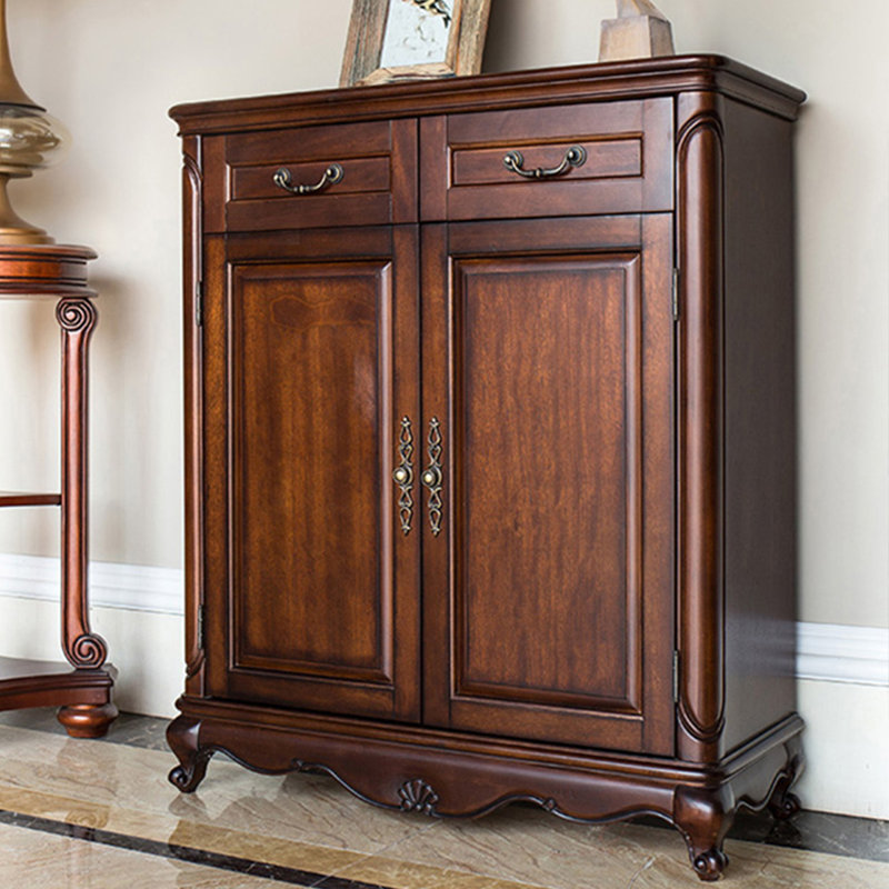 Nut-brown Solid Wood Shoe Storage Bench