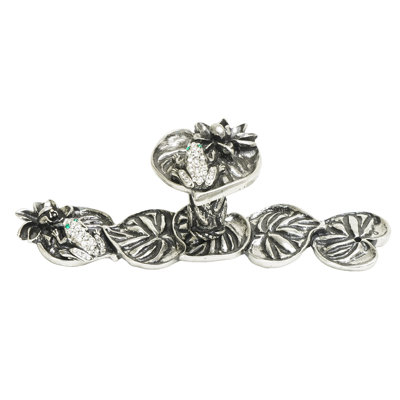 Lily Pads; lily pad & frog large knob & elongated back plate; decorated with swarovski crystals in finish Chalice