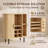 28" Fluted Wine Bar Cabinet with 8-Grid Wine Rack, 5-Level Adjustable Shelves, 2 Glass Holders, Smoothly Sliding Tambour Doors, 4 Hidden Storage Space on the Side,Modern Liquor Coffee Station, Natural-427791309