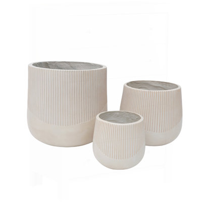 Large Indoor Outdoor Magnesium Oxide Planter Set, 3 Sizes with Drainage Holes, Modern Design for Home and Garden