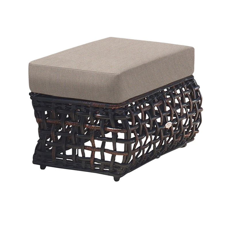 Dynasty Outdoor Ottoman, Black Mushroom, Canvas Taupe Sunbrella® Canvas