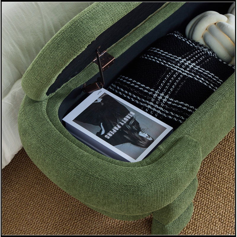 Banc rembourré avec rangement rabattable et pieds robustes, Vert