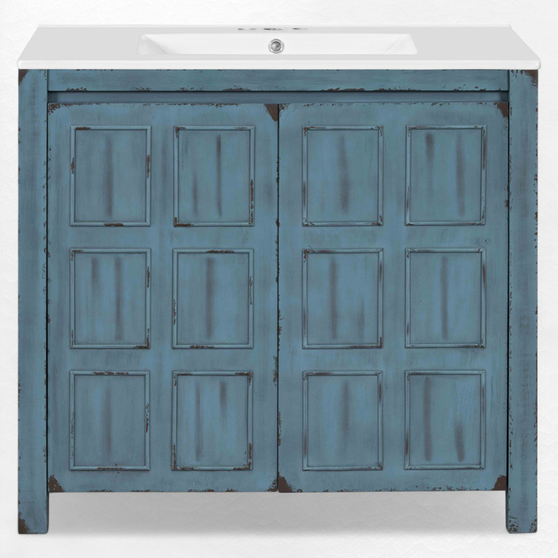 36" Single Bathroom Vanity Set, Retro Blue