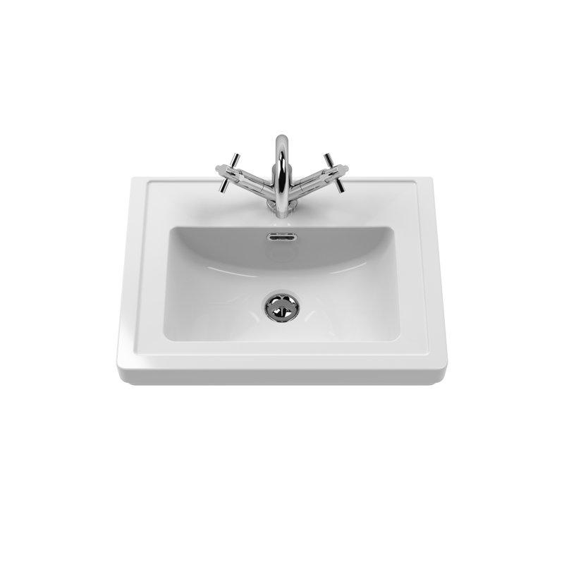 Bexley 531mm Single Bathroom Vanity with Integrated Fireclay Basin, Cool Grey