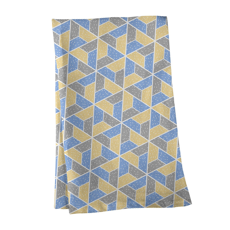 Tea Towel Kitchen Towel, Poly Twill, Brown/Blue/Yellow