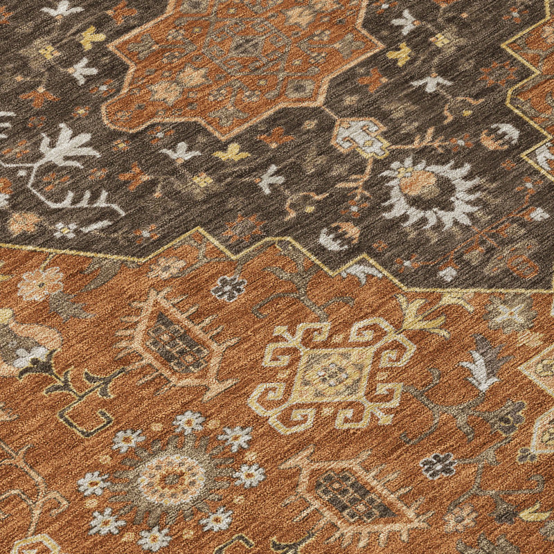 Machine Washable Indoor/Outdoor Chantille ACN2714 Global Rug, 1'8" x 2'6", Paprika