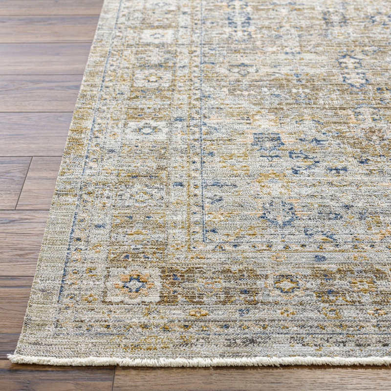 Margaret Gray and Taupe Synthetic Washable Rectangular Area Rug