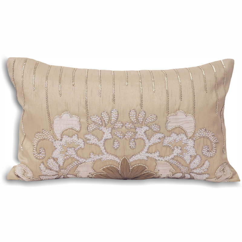Genevieve Floral Taupe Rectangular Lumbar Cushion