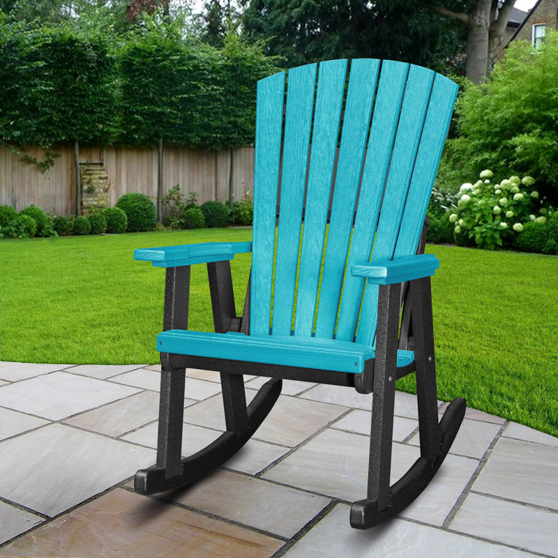 Chaise Adirondack à bascule en plastique Beraud, Bleu et noir