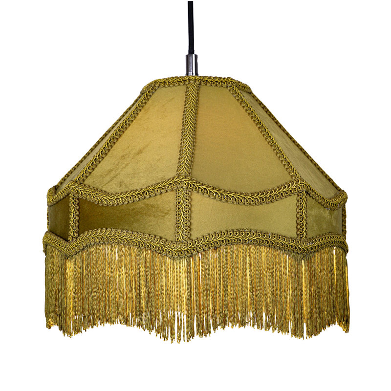 19cm H Velvet Empire Lamp Shade ( No Direct Attachment Method ), Olive Green