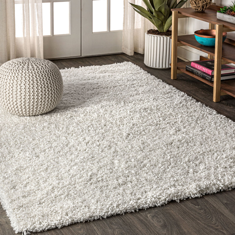 Tapis blanc à poils longs Felicdad, Rectangle 3 pi 1 po x 5 pi